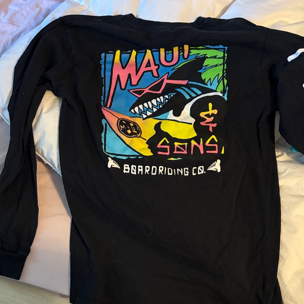 Maui and Sons Black Long Sleeve Tee with Colorful Graphic